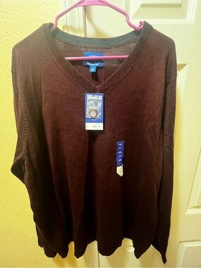 Apt 9 NWT Mens Merino Wool XXL Long Sleeve V-neck Pullover Knit Sweater Maroon